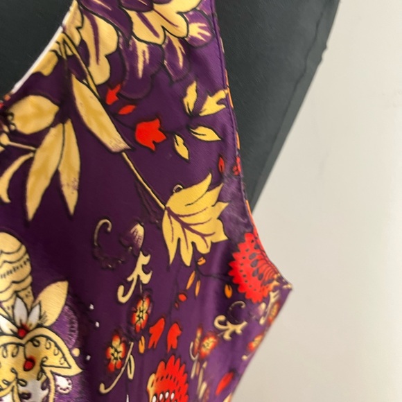 Natori paisley printed purple midi length satin nightgown size large - Picture 3 of 8